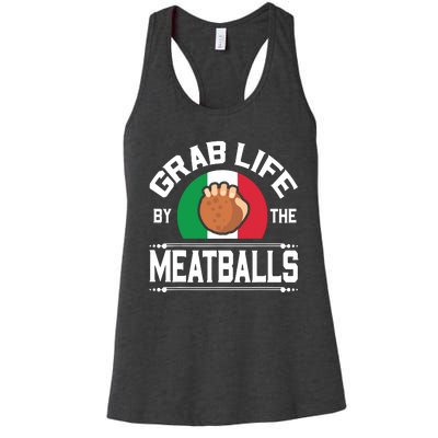 Funny Meatball Italian Food Italy Flag Shirts Women's Racerback Tank