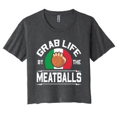 Funny Meatball Italian Food Italy Flag Shirts Women's Crop Top Tee