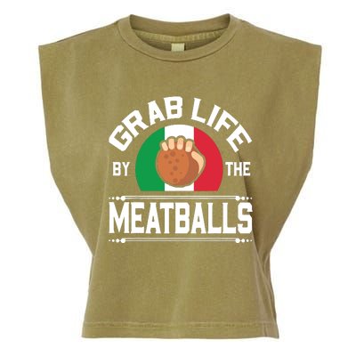 Funny Meatball Italian Food Italy Flag Shirts Garment-Dyed Women's Muscle Tee