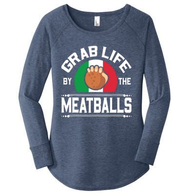 Funny Meatball Italian Food Italy Flag Shirts Women's Perfect Tri Tunic Long Sleeve Shirt