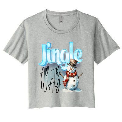 Funny Message Jingle Bells All Way Christmas Song Gift Women's Crop Top Tee