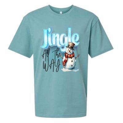 Funny Message Jingle Bells All Way Christmas Song Gift Sueded Cloud Jersey T-Shirt