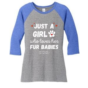 Fur Mom Just A Who Loves Her Fur Gift Women's Tri-Blend 3/4-Sleeve Raglan Shirt