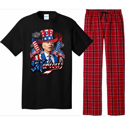 Funny Merica Joe Biden 4th Of July Firework US American Flag Pajama Set