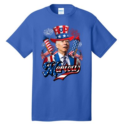 Funny Merica Joe Biden 4th Of July Firework US American Flag Tall T-Shirt