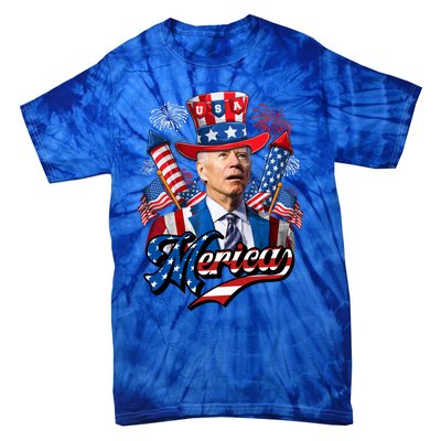 Funny Merica Joe Biden 4th Of July Firework US American Flag Tie-Dye T-Shirt