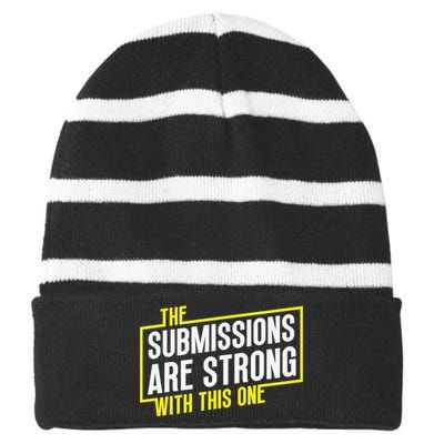 Funny MMA Jiu Jitsu Gift Submission Design BJJ Striped Beanie with Solid Band