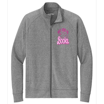 Funny My Job Is Books Retro Pink Style Reading Books lover Stretch Full-Zip Cadet Jacket