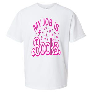 Funny My Job Is Books Retro Pink Style Reading Books lover Sueded Cloud Jersey T-Shirt