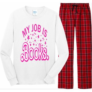 Funny My Job Is Books Retro Pink Style Reading Books lover Long Sleeve Pajama Set