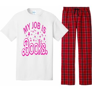 Funny My Job Is Books Retro Pink Style Reading Books lover Pajama Set