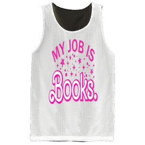 Funny My Job Is Books Retro Pink Style Reading Books lover Mesh Reversible Basketball Jersey Tank