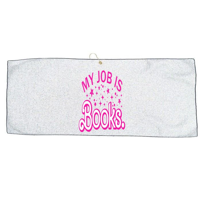 Funny My Job Is Books Retro Pink Style Reading Books lover Large Microfiber Waffle Golf Towel