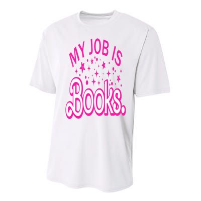 Funny My Job Is Books Retro Pink Style Reading Books lover Performance Sprint T-Shirt