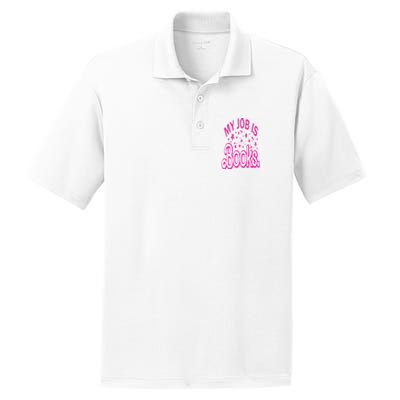 Funny My Job Is Books Retro Pink Style Reading Books lover PosiCharge RacerMesh Polo