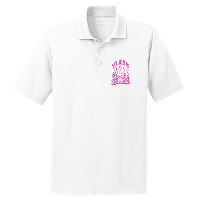 Funny My Job Is Books Retro Pink Style Reading Books lover PosiCharge RacerMesh Polo