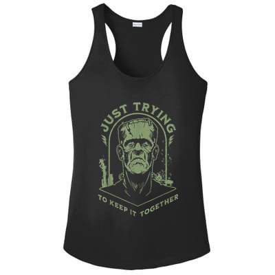 Frankenstein Monster Just Trying To Keep It Together Ladies PosiCharge Competitor Racerback Tank