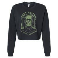 Frankenstein Monster Just Trying To Keep It Together Cropped Pullover Crew
