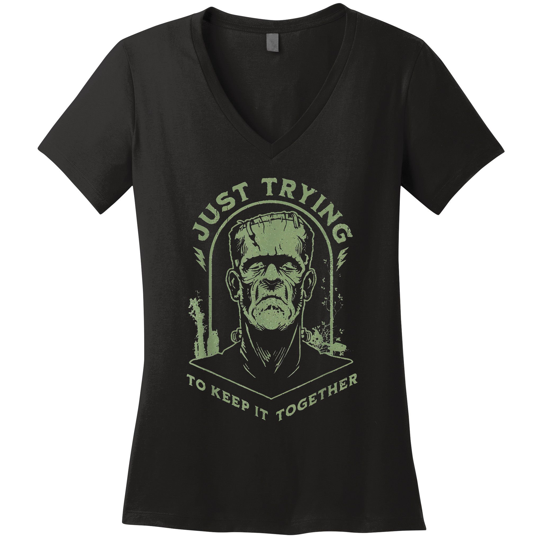 Frankenstein Monster Just Trying To Keep It Together Women's V-Neck T-Shirt