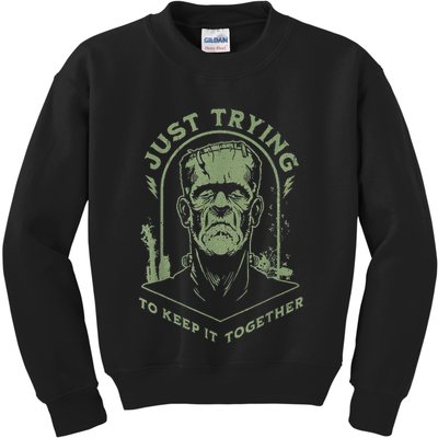 Frankenstein Monster Just Trying To Keep It Together Kids Sweatshirt