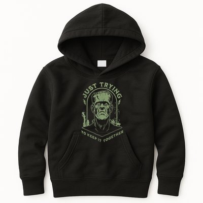 Frankenstein Monster Just Trying To Keep It Together Kids Hoodie