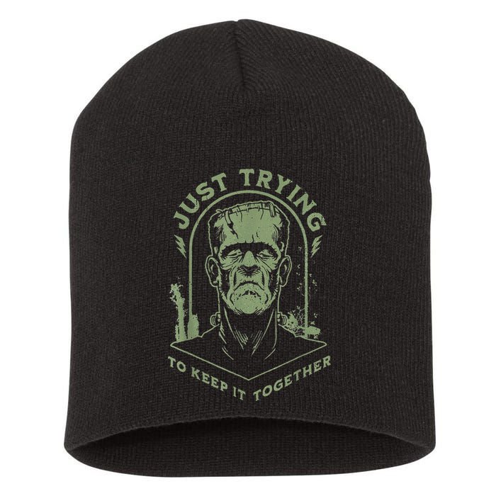 Frankenstein Monster Just Trying To Keep It Together Short Acrylic Beanie