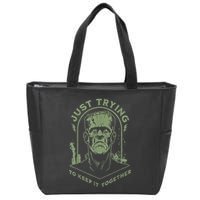 Frankenstein Monster Just Trying To Keep It Together Zip Tote Bag