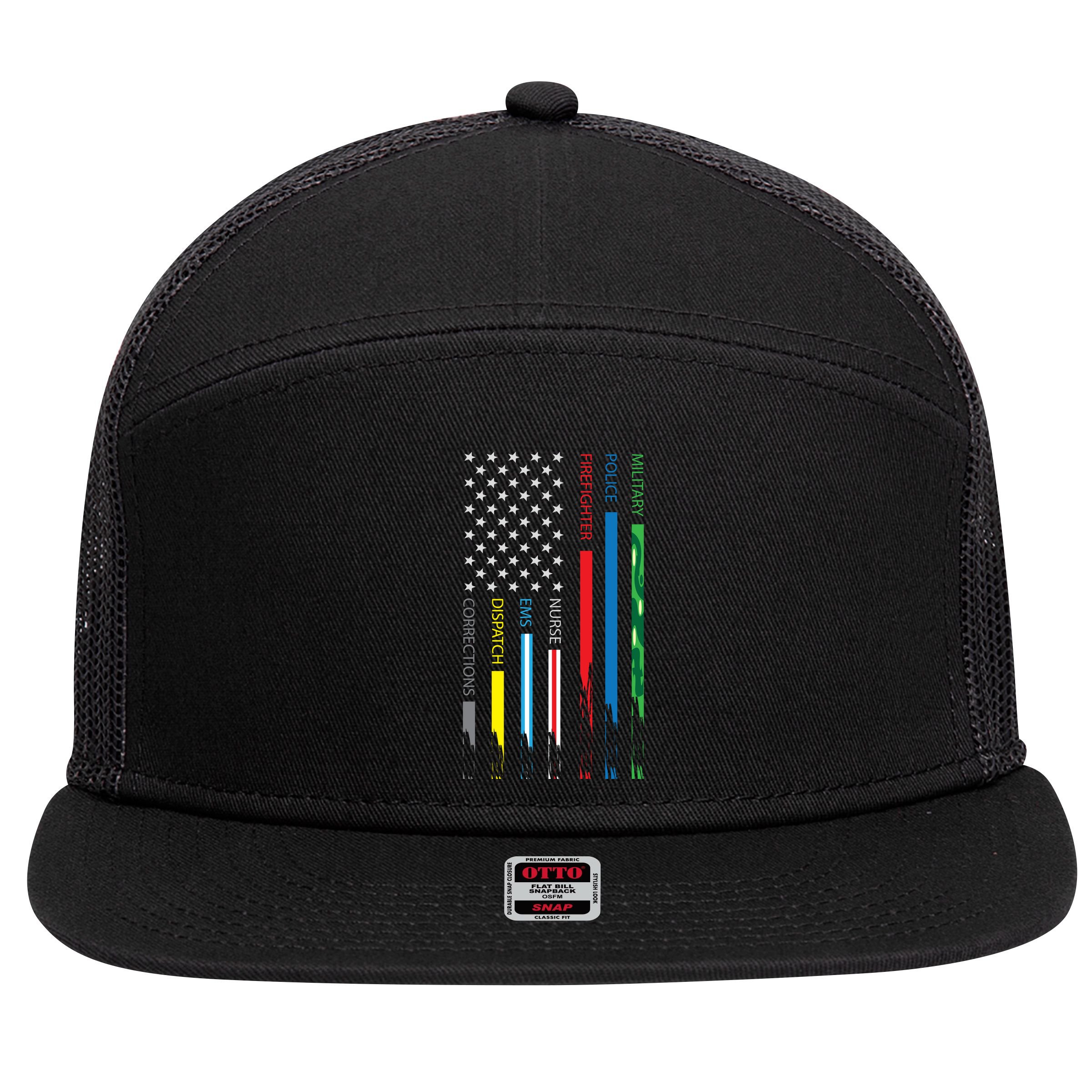 No One Fight Alone Usa Flag 7 Panel Mesh Trucker Snapback Hat