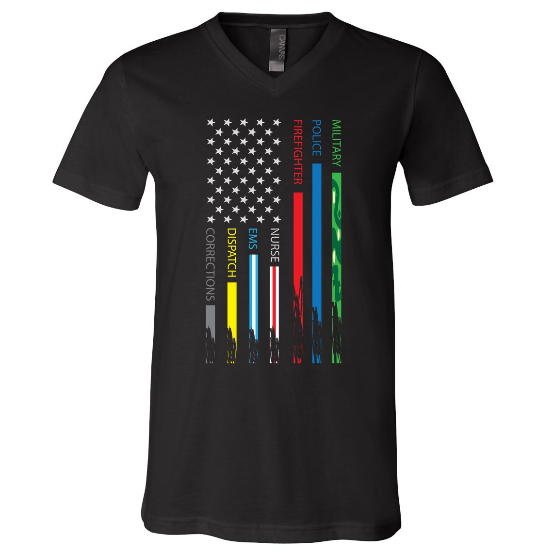 No One Fight Alone Usa Flag V-Neck T-Shirt