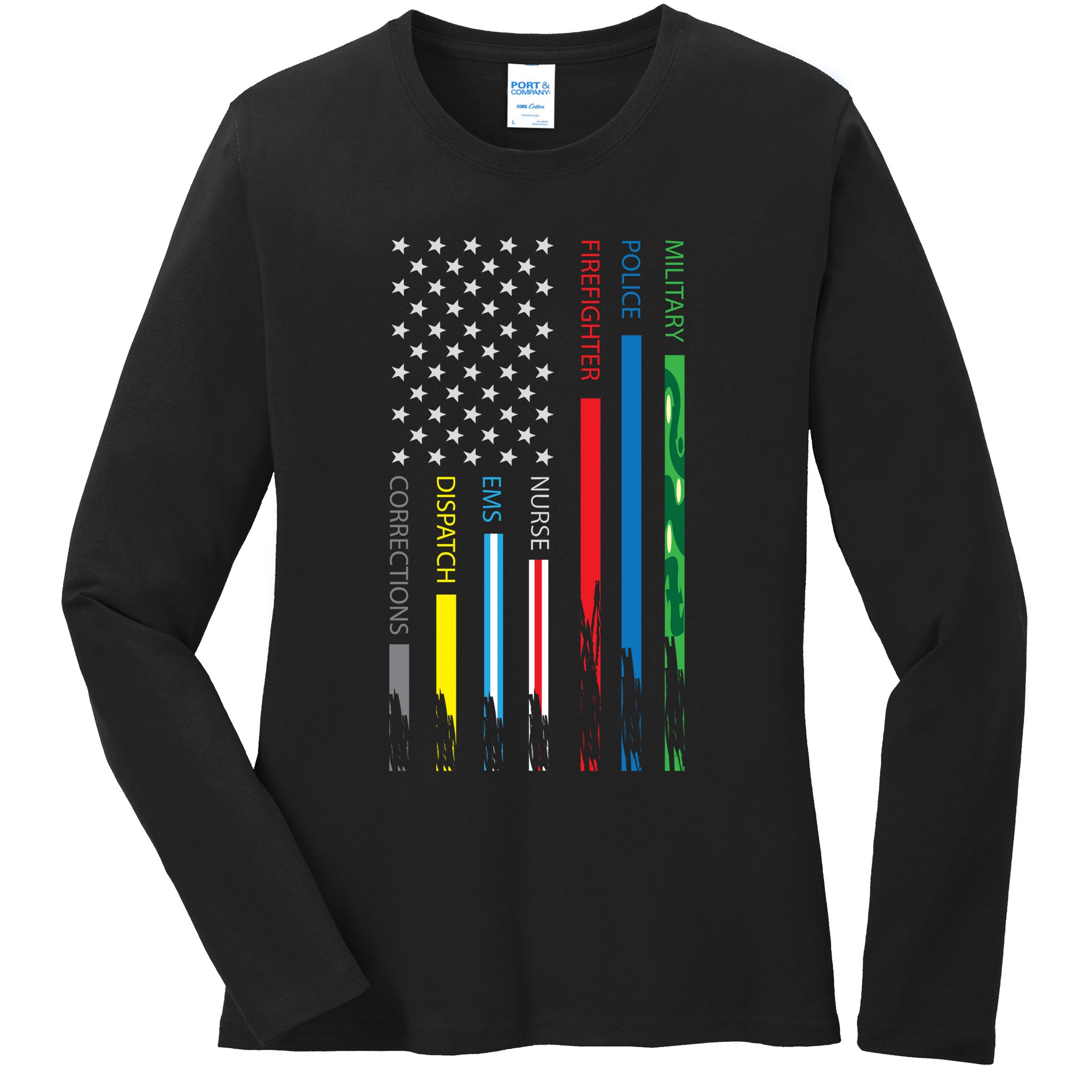 No One Fight Alone Usa Flag Ladies Long Sleeve Shirt