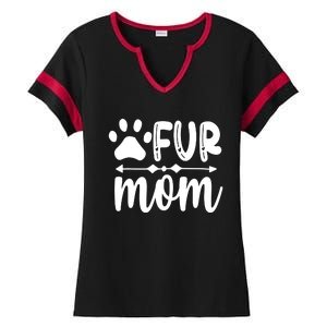 Fur Mom Kitty Cat Lover Ladies Halftime Notch Neck Tee