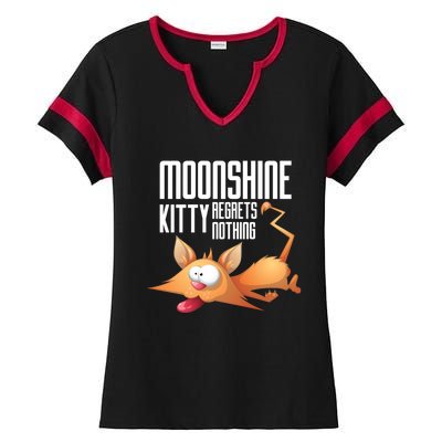 Funny Moonshine Kitty Regrets Nothing Whiskey Ers Gift Cute Gift Ladies Halftime Notch Neck Tee