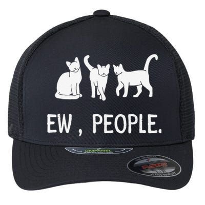 Funny Meow Kitty Black Cat Funny Ew People Meowy Cat Lovers Flexfit Unipanel Trucker Cap