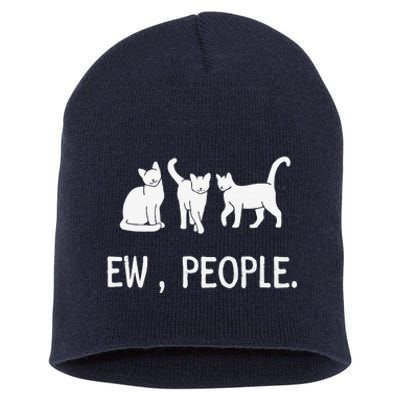 Funny Meow Kitty Black Cat Funny Ew People Meowy Cat Lovers Short Acrylic Beanie