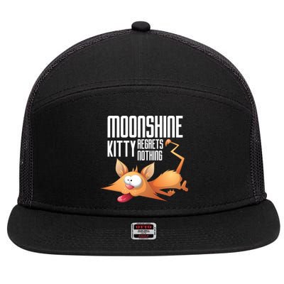 Funny Moonshine Kitty Regrets Nothing Whiskey Ers Gift 7 Panel Mesh Trucker Snapback Hat
