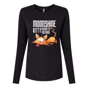 Funny Moonshine Kitty Regrets Nothing Whiskey Ers Gift Womens Cotton Relaxed Long Sleeve T-Shirt