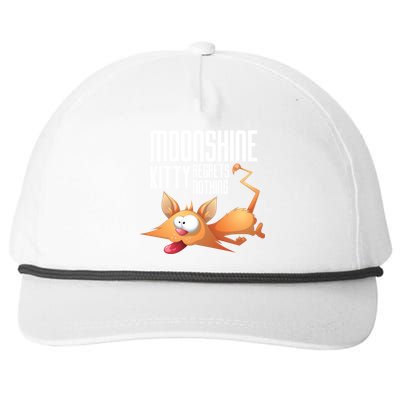 Funny Moonshine Kitty Regrets Nothing Whiskey Ers Gift Snapback Five-Panel Rope Hat