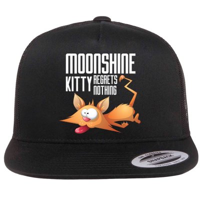Funny Moonshine Kitty Regrets Nothing Whiskey Ers Gift Flatbill Hat