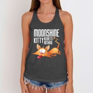 Funny Moonshine Kitty Regrets Nothing Whiskey Ers Gift Women's Knotted Racerback Tank