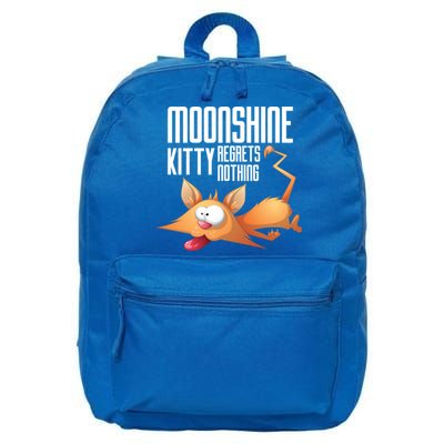 Funny Moonshine Kitty Regrets Nothing Whiskey Ers Gift 16 in Basic Backpack