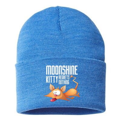 Funny Moonshine Kitty Regrets Nothing Whiskey Ers Gift Sustainable Knit Beanie