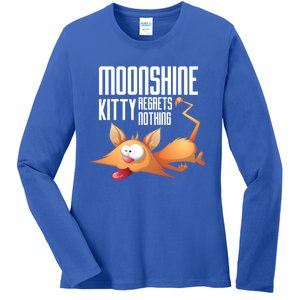 Funny Moonshine Kitty Regrets Nothing Whiskey Ers Gift Ladies Long Sleeve Shirt