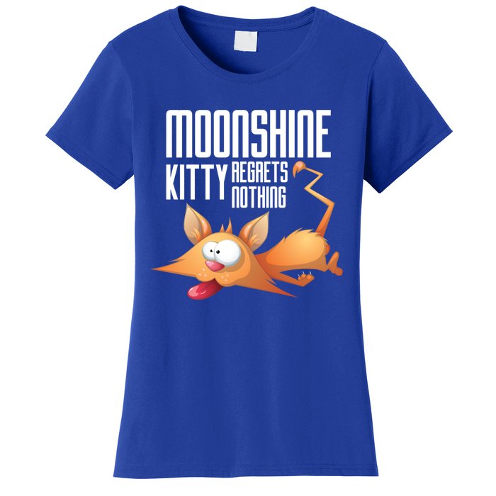 Funny Moonshine Kitty Regrets Nothing Whiskey Ers Gift Women's T-Shirt