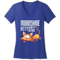 Funny Moonshine Kitty Regrets Nothing Whiskey Ers Gift Women's V-Neck T-Shirt