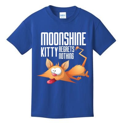 Funny Moonshine Kitty Regrets Nothing Whiskey Ers Gift Kids T-Shirt