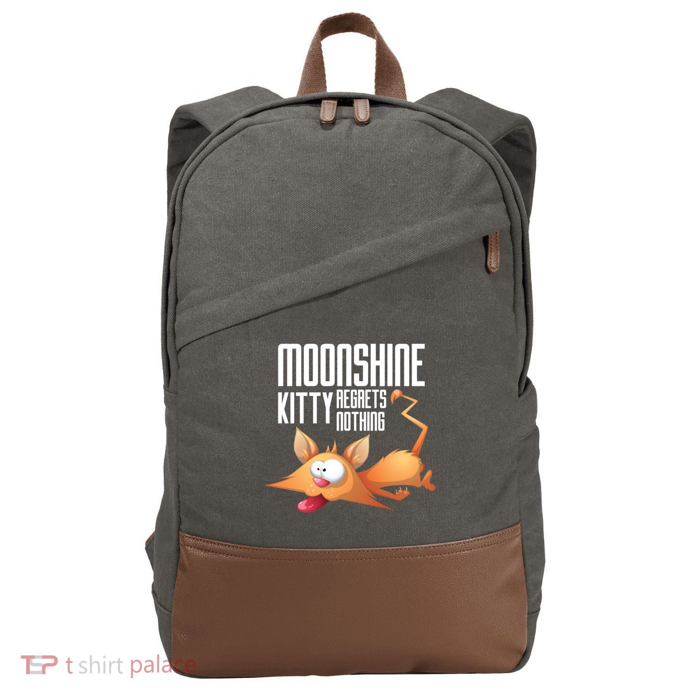 Funny Moonshine Kitty Regrets Nothing Whiskey Ers Gift Cotton Canvas Backpack