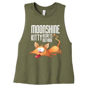 Funny Moonshine Kitty Regrets Nothing Whiskey Ers Gift Women's Racerback Cropped Tank