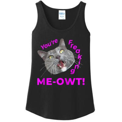 Freaking Meowt Kitten Me Right Meow Meme Funny Cat Pun Raglan Ladies Essential Tank