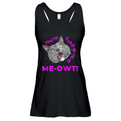 Freaking Meowt Kitten Me Right Meow Meme Funny Cat Pun Raglan Ladies Essential Flowy Tank