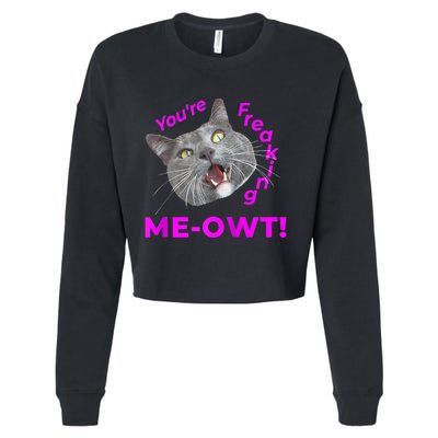 Freaking Meowt Kitten Me Right Meow Meme Funny Cat Pun Raglan Cropped Pullover Crew